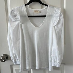 Nation LTD white cotton puff shoulder blouse